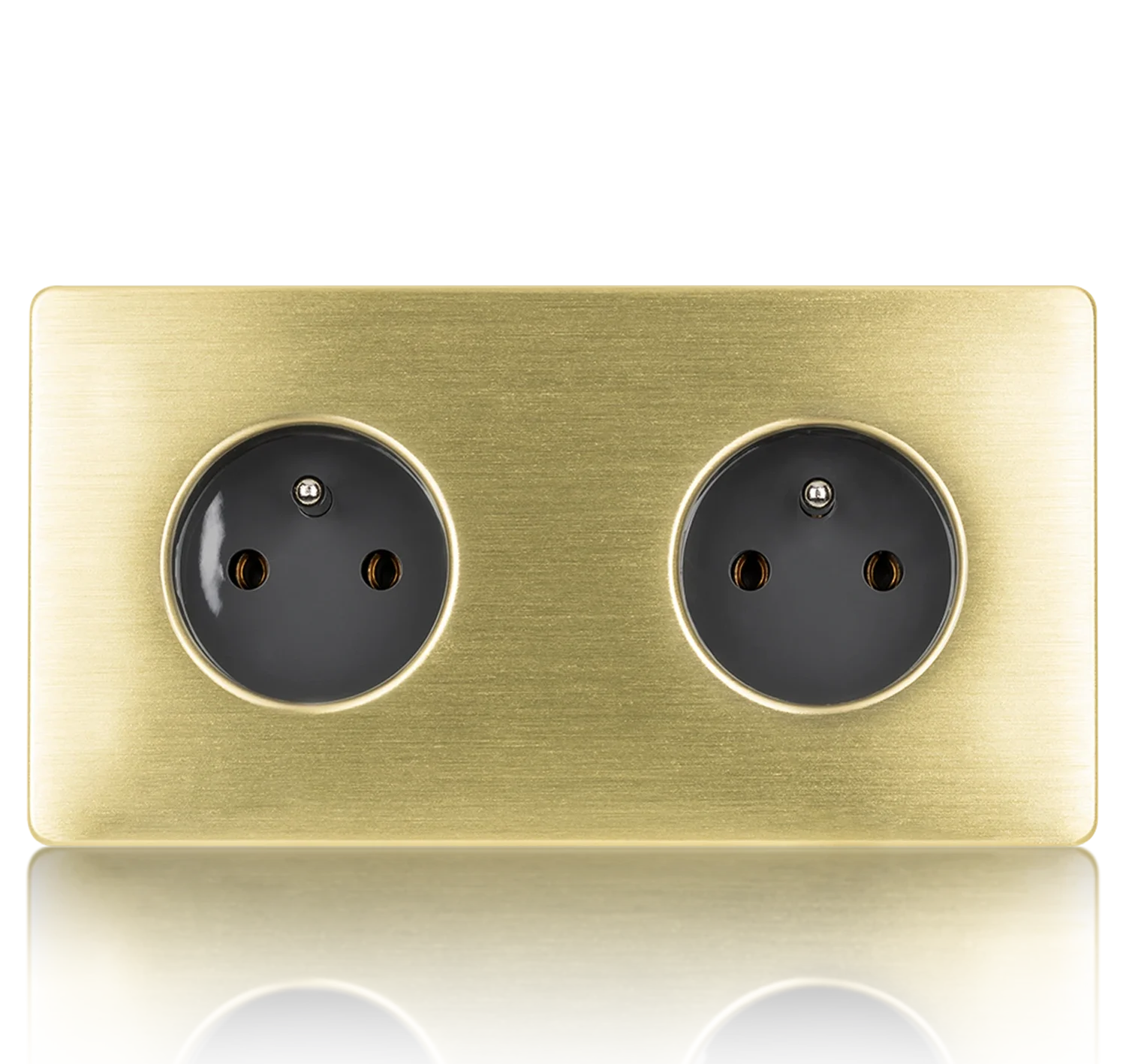 Gniazdko Elektryczne Premium Podwójne Powlekane Brass Szare – luksusowe akcesoria do nowoczesnych wnętrz