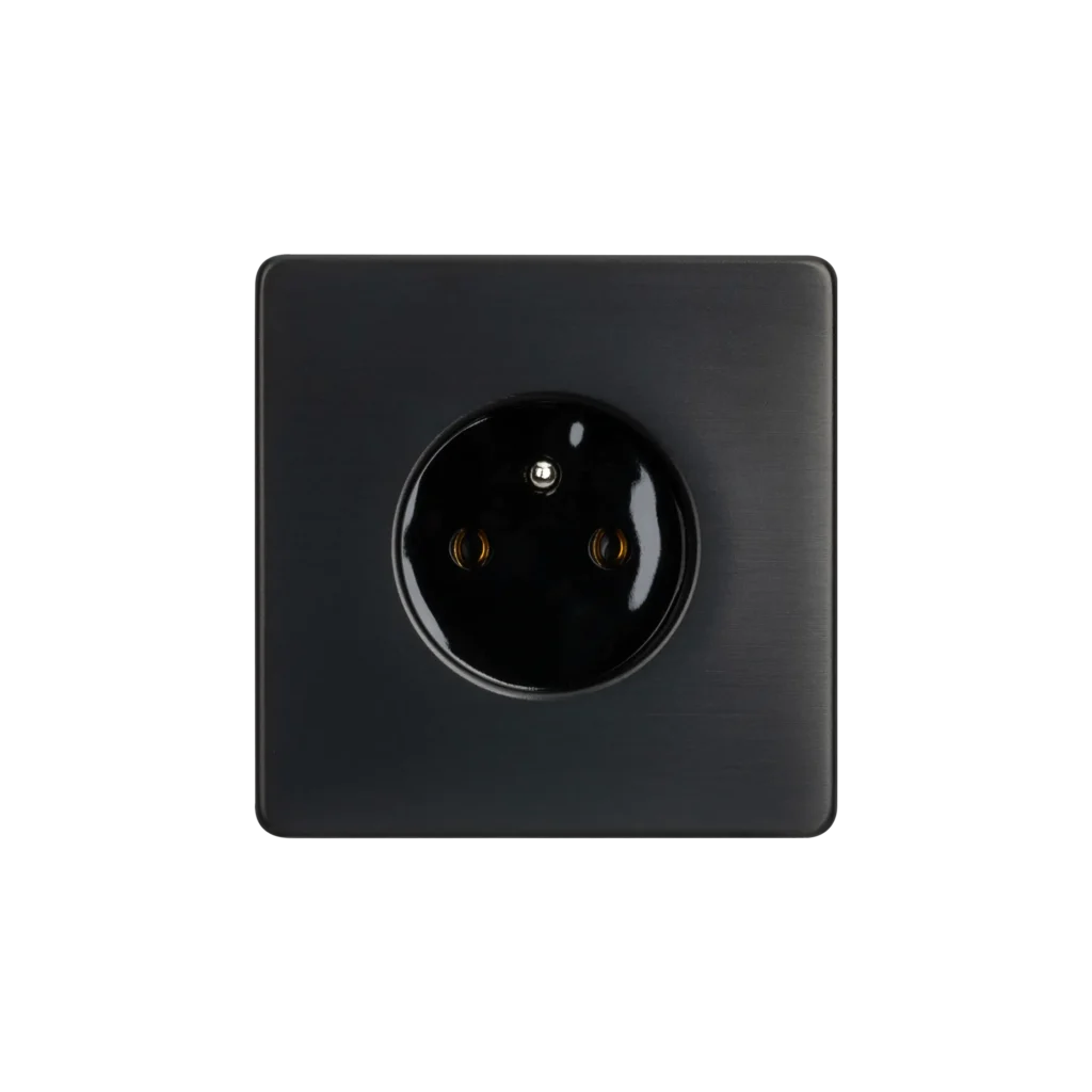 Gniazdko Elektryczne Podwójne Stal PVD Black Czarny Plastik zoom