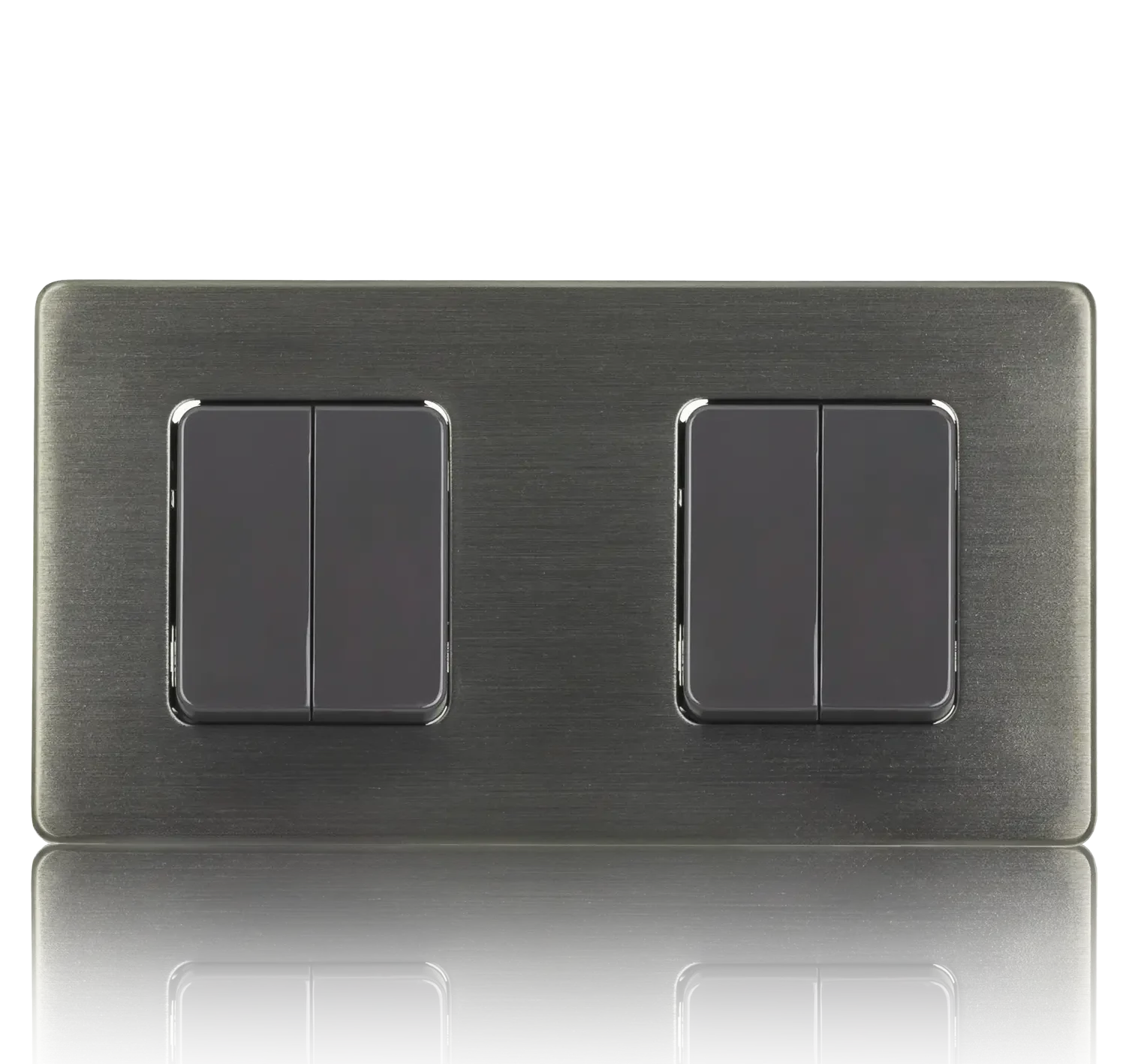 Włącznik Światła Poczwórny Szary Jednobiegunowy Stal Szczotkowana PVD Gunmetal